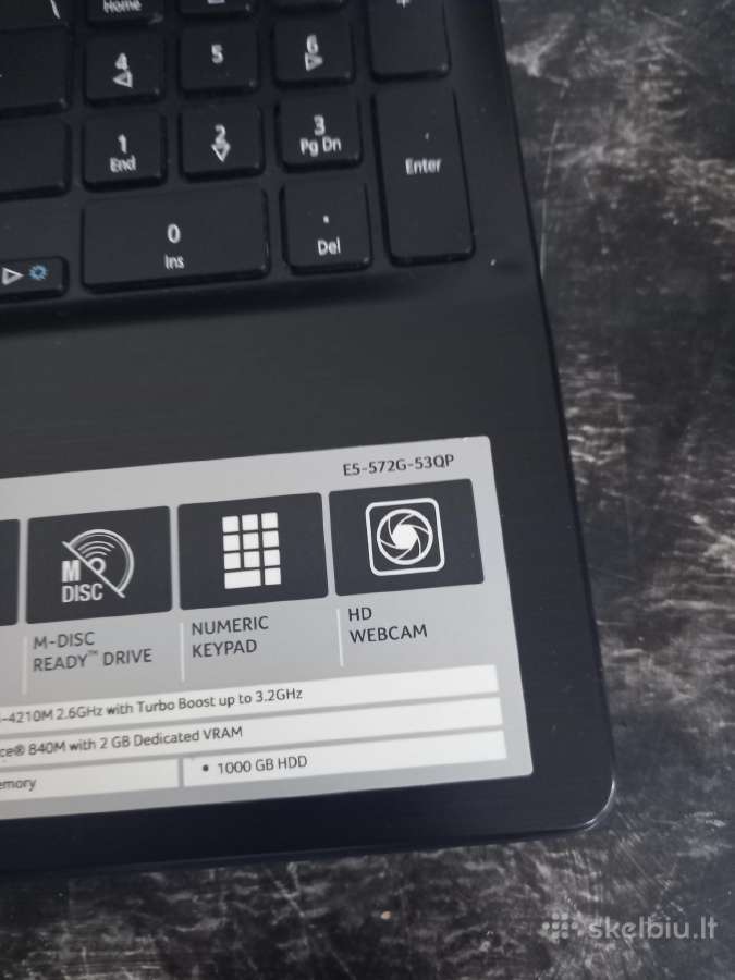 Acer Aspire E 15 (e5-572g) i5 / Nvidia 840m/SSD - nuotraukos Nr. 7