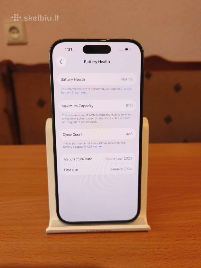 iPhone 15 Pro, 128gb, Battery health 91% - nuotraukos Nr. 7