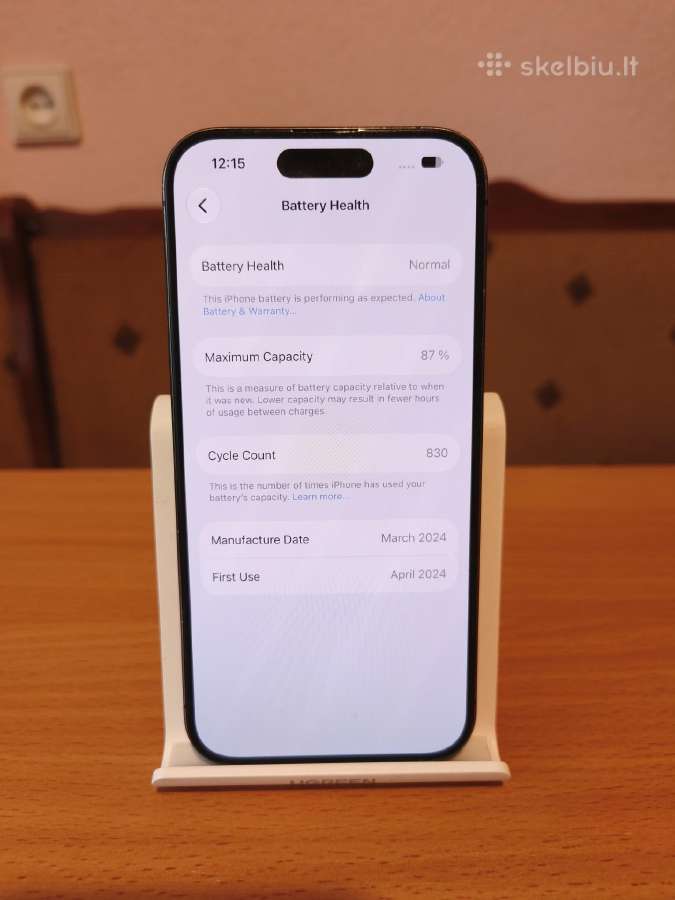 iPhone 15 Pro,128gb, Battery health 87% - nuotraukos Nr. 7