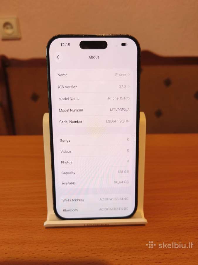 iPhone 15 Pro,128gb, Battery health 87% - nuotraukos Nr. 8