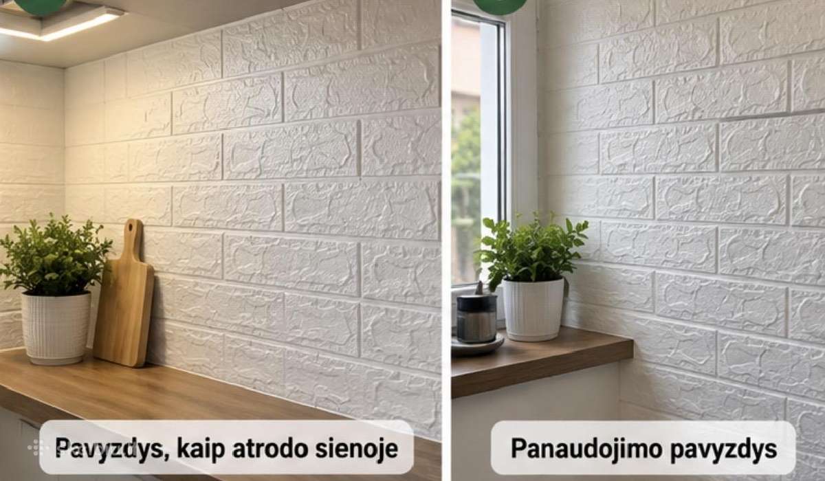 Nauji 3D lipnūs sienų tapetai, plytų imitacija - nuotraukos Nr. 2