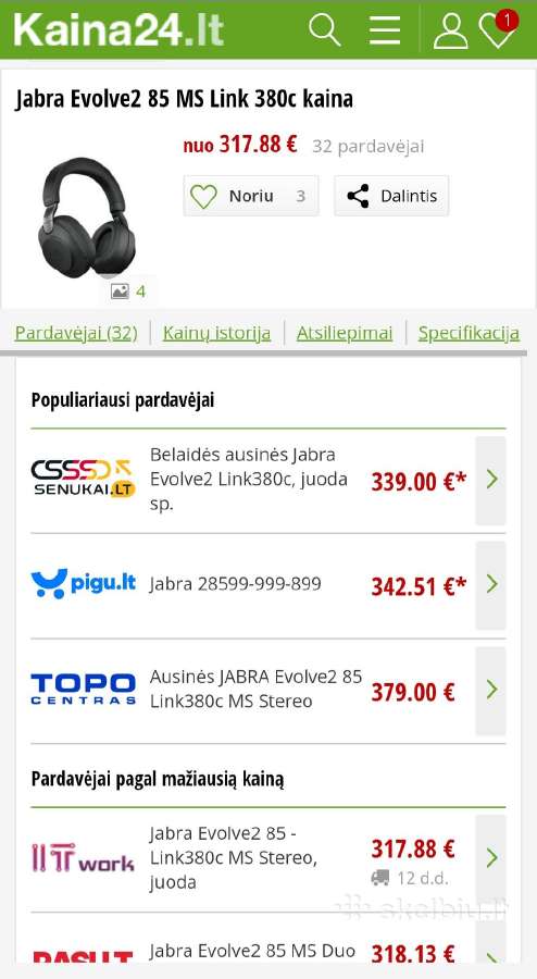 Naujos. Tobulos Jabra Evolve2 85 ausinės - nuotraukos Nr. 10