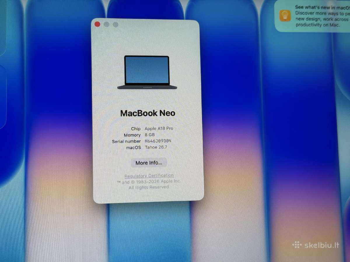 MacBook Neo naujas su garantija gera kaina - nuotraukos Nr. 8