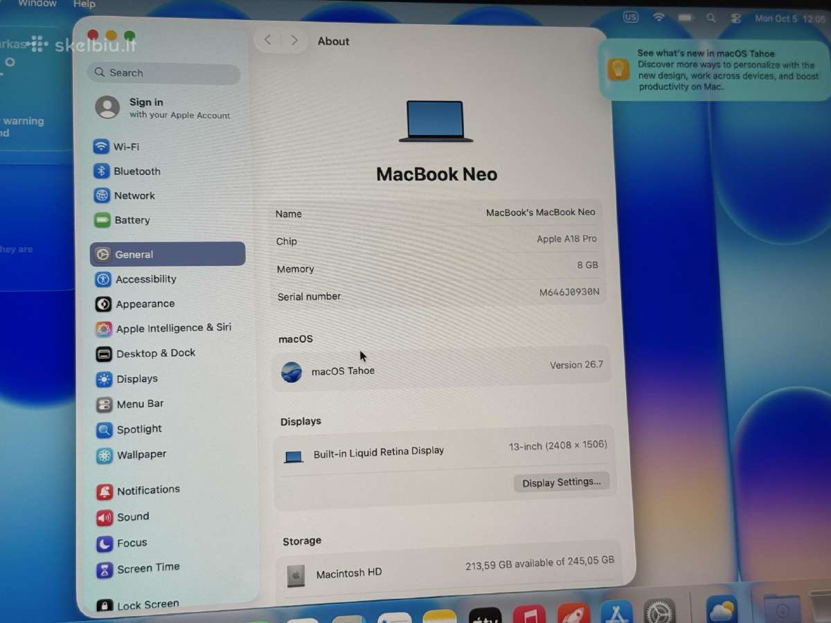 MacBook Neo naujas su garantija gera kaina - nuotraukos Nr. 9