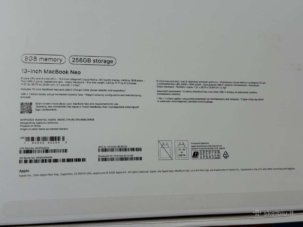 MacBook Neo naujas su garantija gera kaina - nuotraukos Nr. 10
