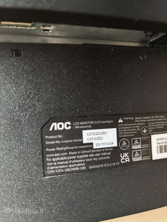 Aoc C27g2u/bk 27 165 Hz 1920x1080 - nuotraukos Nr. 5