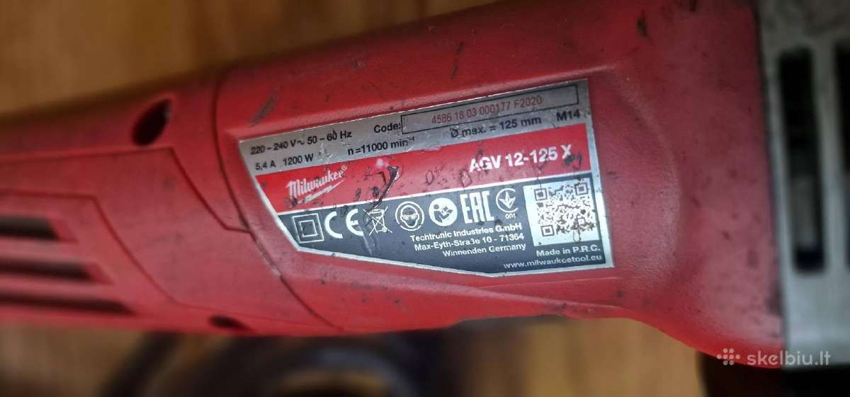 Slifuoklis Milwaukee Agv12-125x - nuotraukos Nr. 3