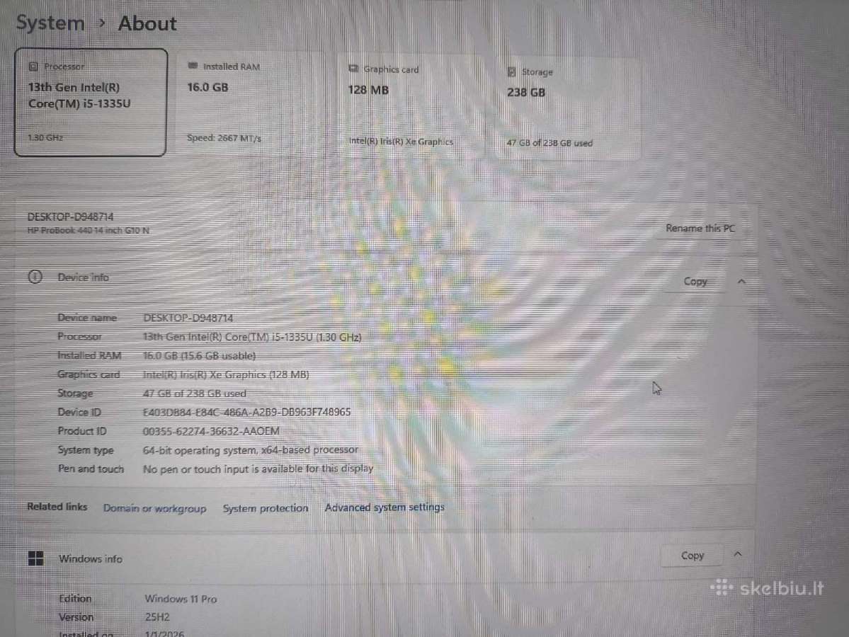 Elitebook 630 G10 i5-1355u 16gb 256gb SSD 17% - nuotraukos Nr. 4