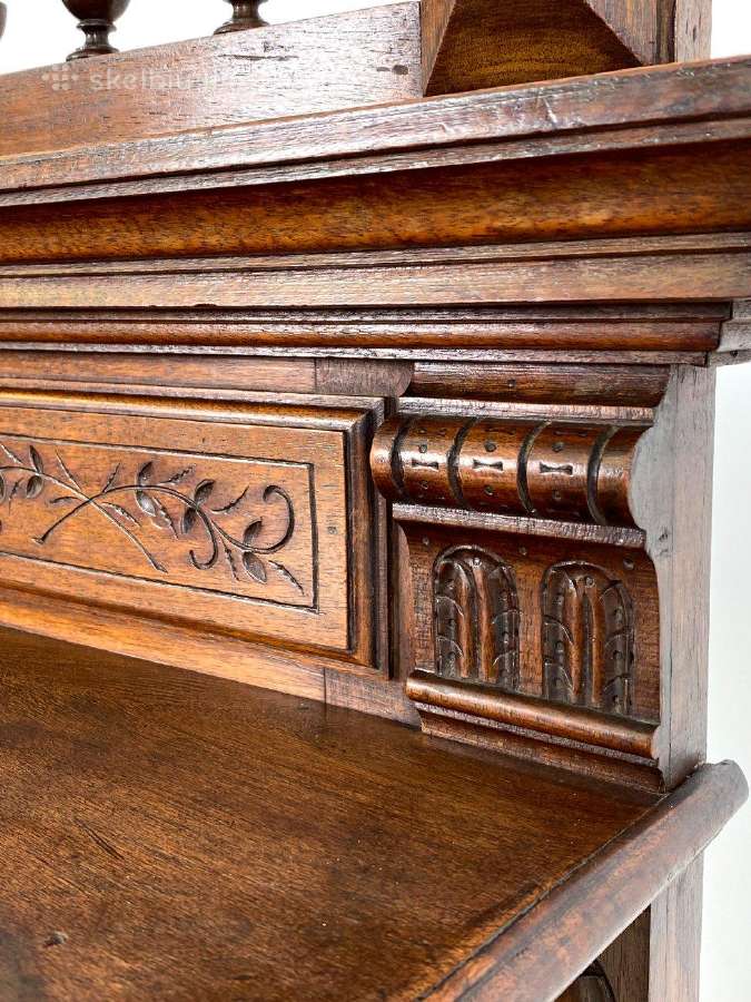 Ąžuolinė, drožinėta komoda su akmeniu - nuotraukos Nr. 10