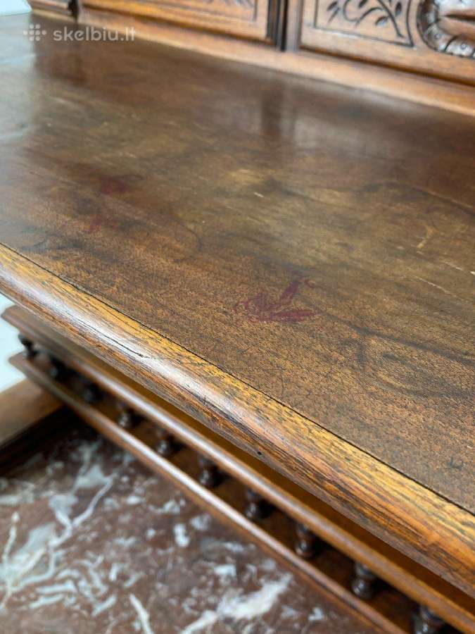 Ąžuolinė, drožinėta komoda su akmeniu - nuotraukos Nr. 21