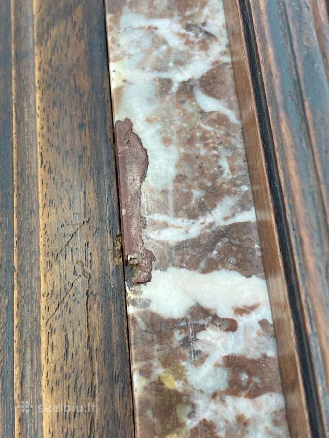 Ąžuolinė, drožinėta komoda su akmeniu - nuotraukos Nr. 24