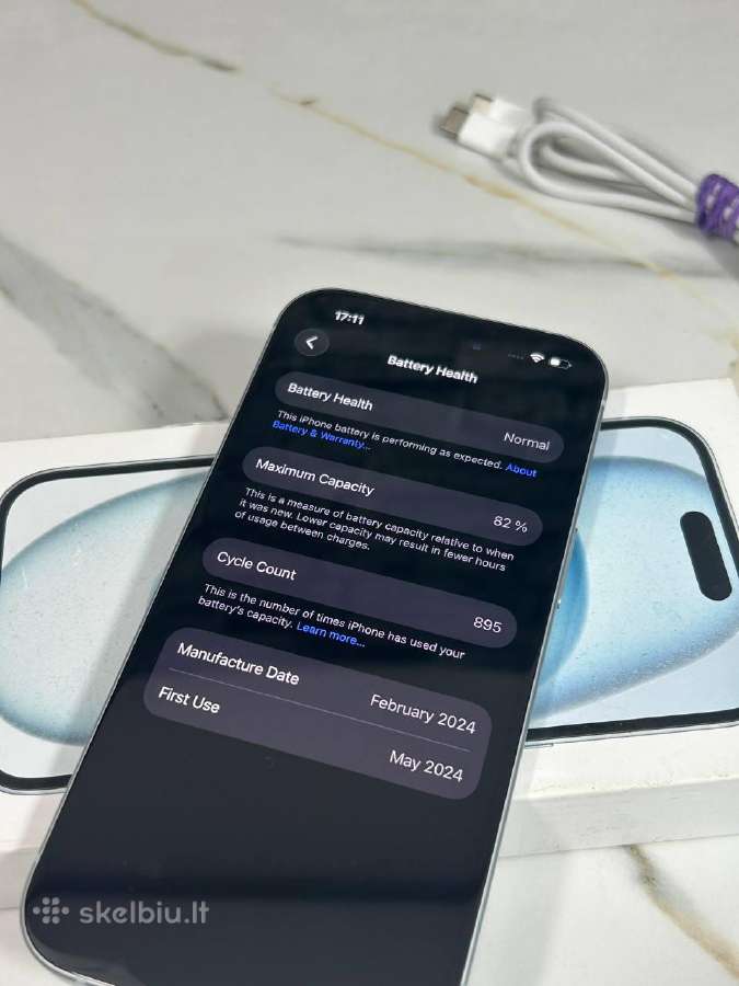 iPhone 15 128gb 82% Light Blue - nuotraukos Nr. 13