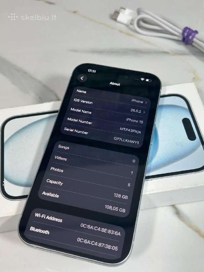 iPhone 15 128gb 82% Light Blue - nuotraukos Nr. 11