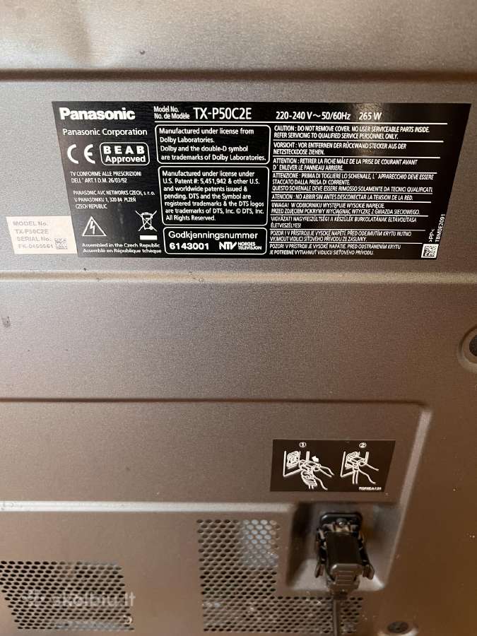 TV Panasonic Tx-p50c2e – 50 colių plazminis - nuotraukos Nr. 3