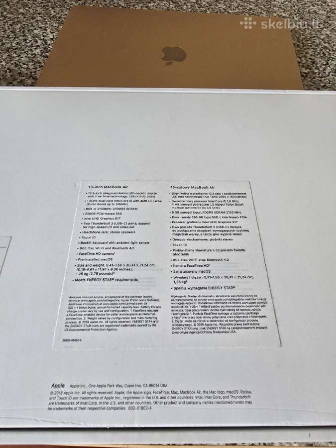 MacBook Air 2018 256gb SSD - nuotraukos Nr. 9