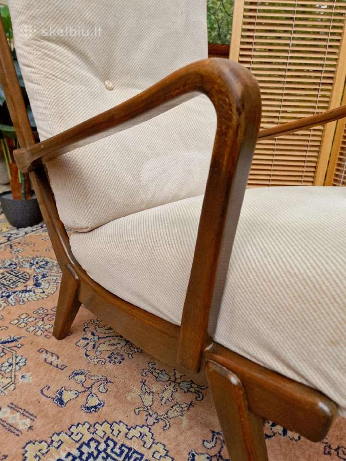Vintažinis mid century bukmedžio masyvo fotelis - nuotraukos Nr. 2