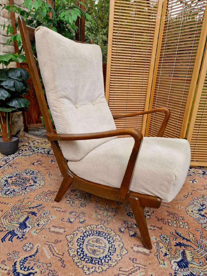 Vintažinis mid century bukmedžio masyvo fotelis - nuotraukos Nr. 3