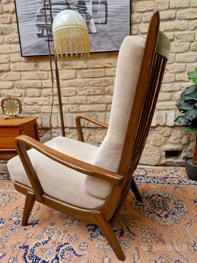 Vintažinis mid century bukmedžio masyvo fotelis - nuotraukos Nr. 6