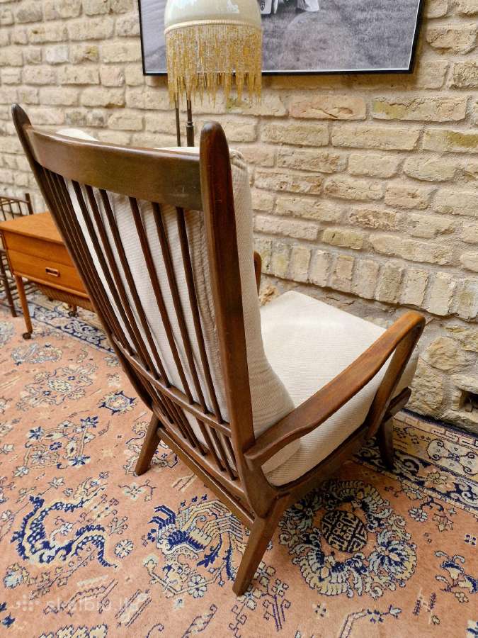 Vintažinis mid century bukmedžio masyvo fotelis - nuotraukos Nr. 7