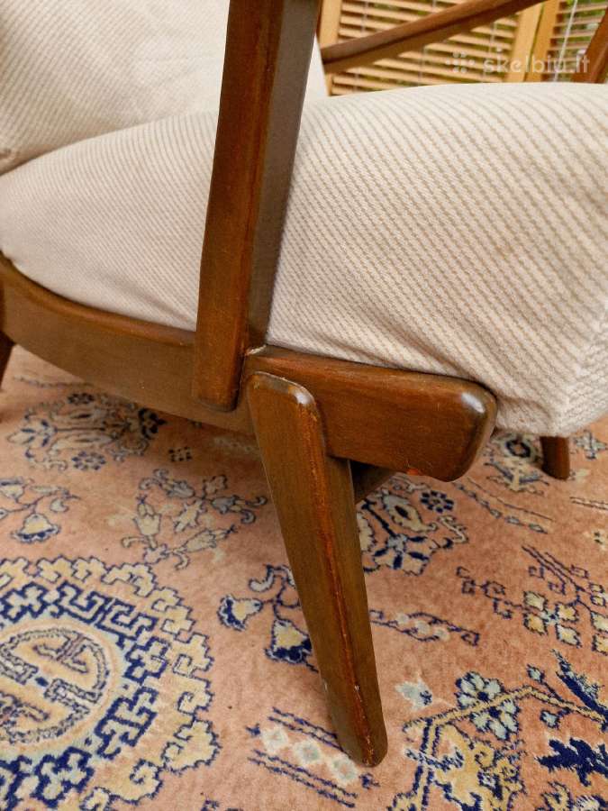 Vintažinis mid century bukmedžio masyvo fotelis - nuotraukos Nr. 8