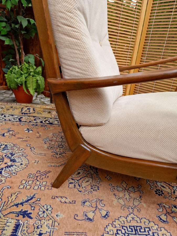 Vintažinis mid century bukmedžio masyvo fotelis - nuotraukos Nr. 11