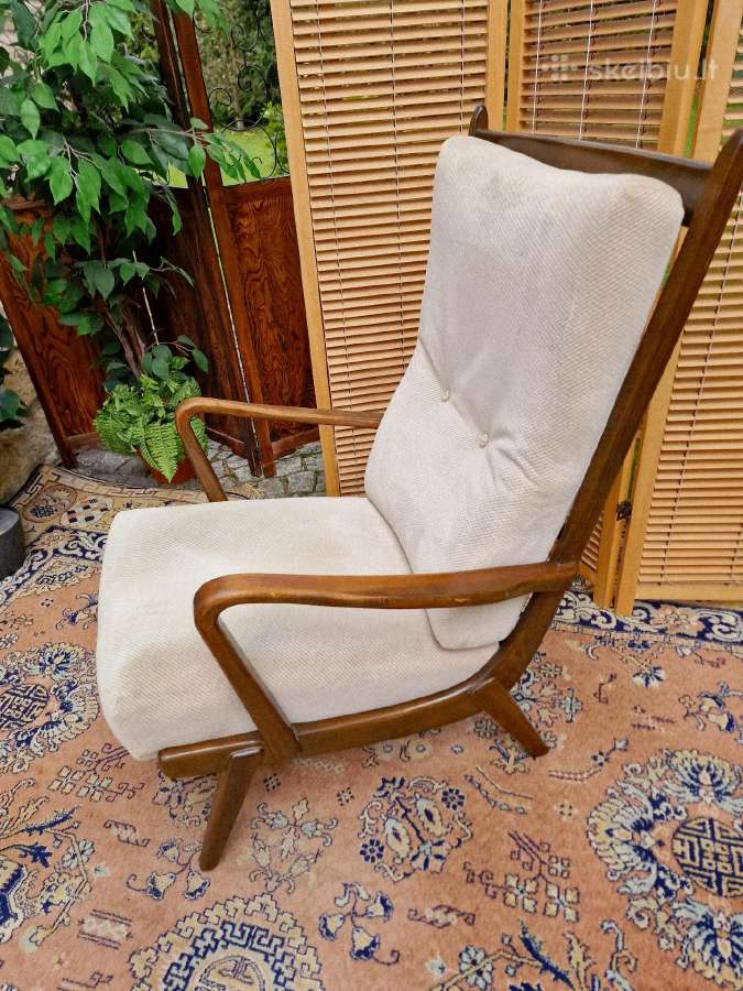 Vintažinis mid century bukmedžio masyvo fotelis - nuotraukos Nr. 12