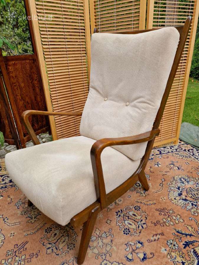 Vintažinis mid century bukmedžio masyvo fotelis - nuotraukos Nr. 14