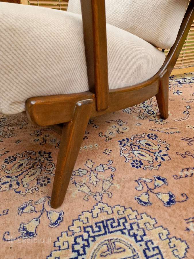 Vintažinis mid century bukmedžio masyvo fotelis - nuotraukos Nr. 16
