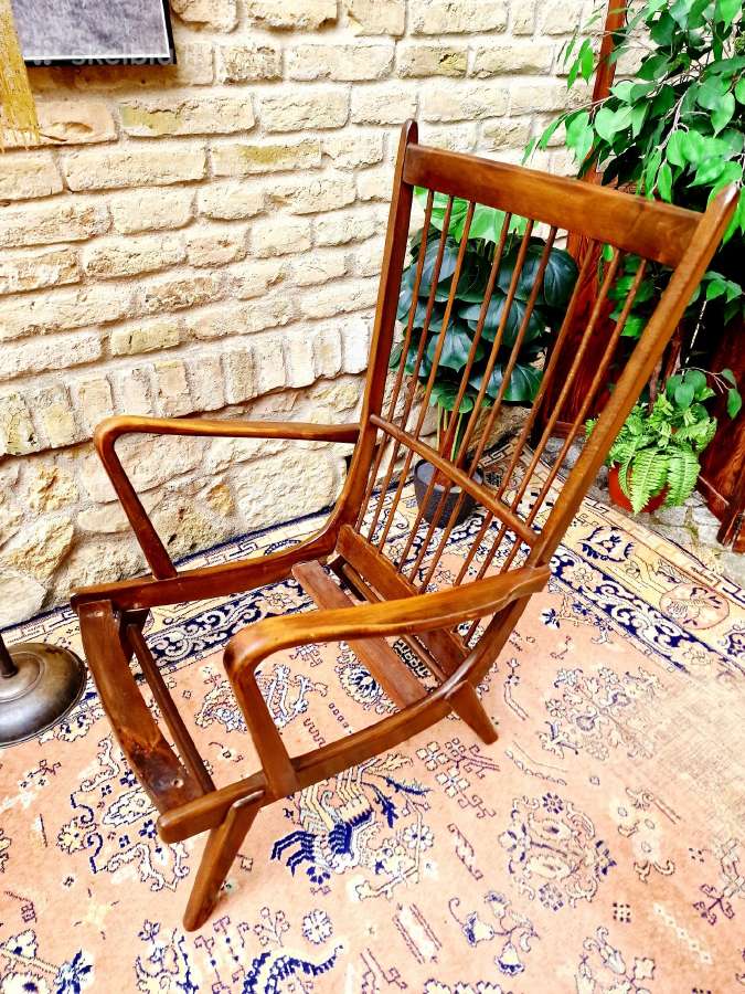 Vintažinis mid century bukmedžio masyvo fotelis - nuotraukos Nr. 18