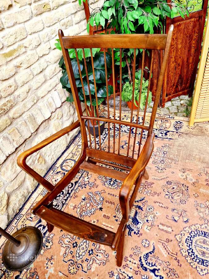 Vintažinis mid century bukmedžio masyvo fotelis - nuotraukos Nr. 20
