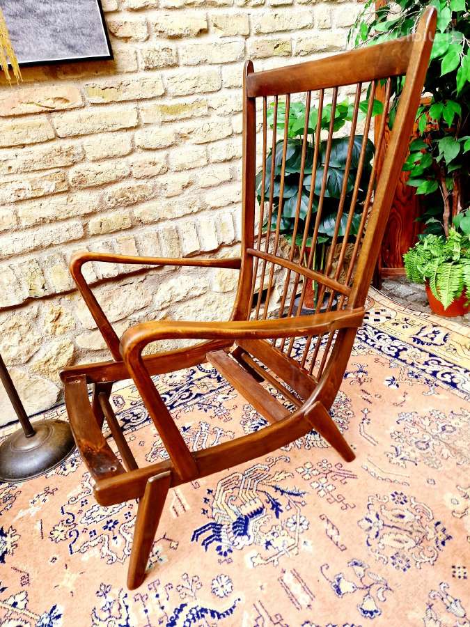 Vintažinis mid century bukmedžio masyvo fotelis - nuotraukos Nr. 22