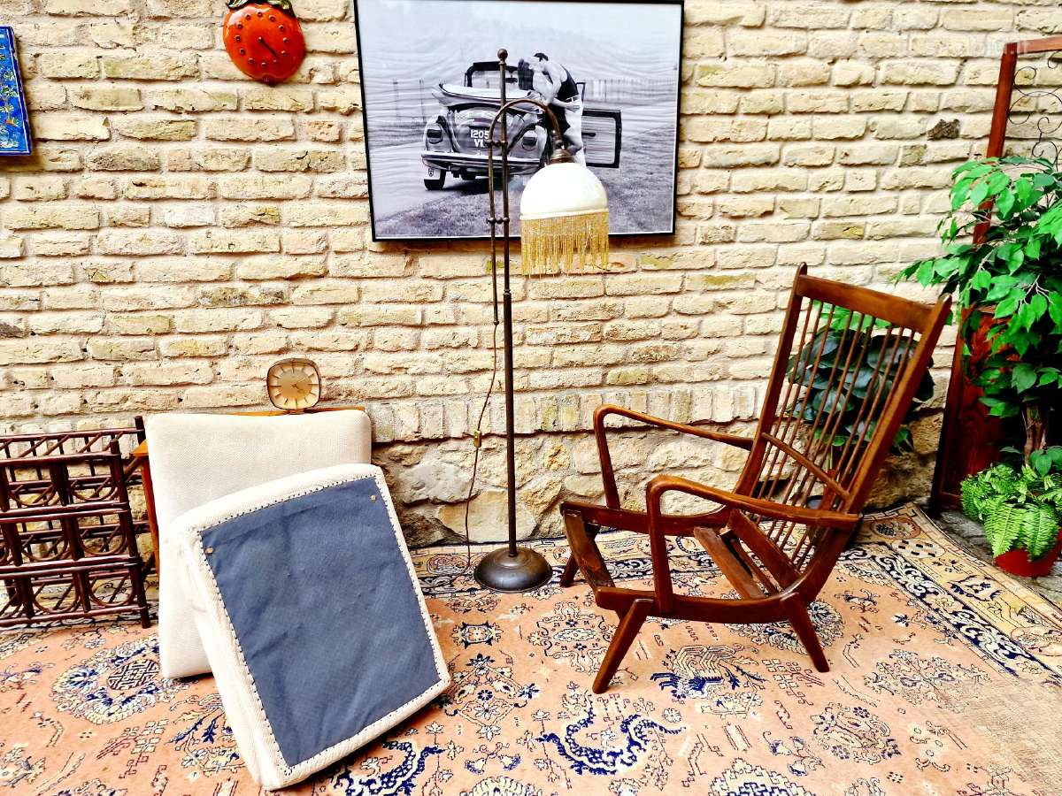 Vintažinis mid century bukmedžio masyvo fotelis - nuotraukos Nr. 21