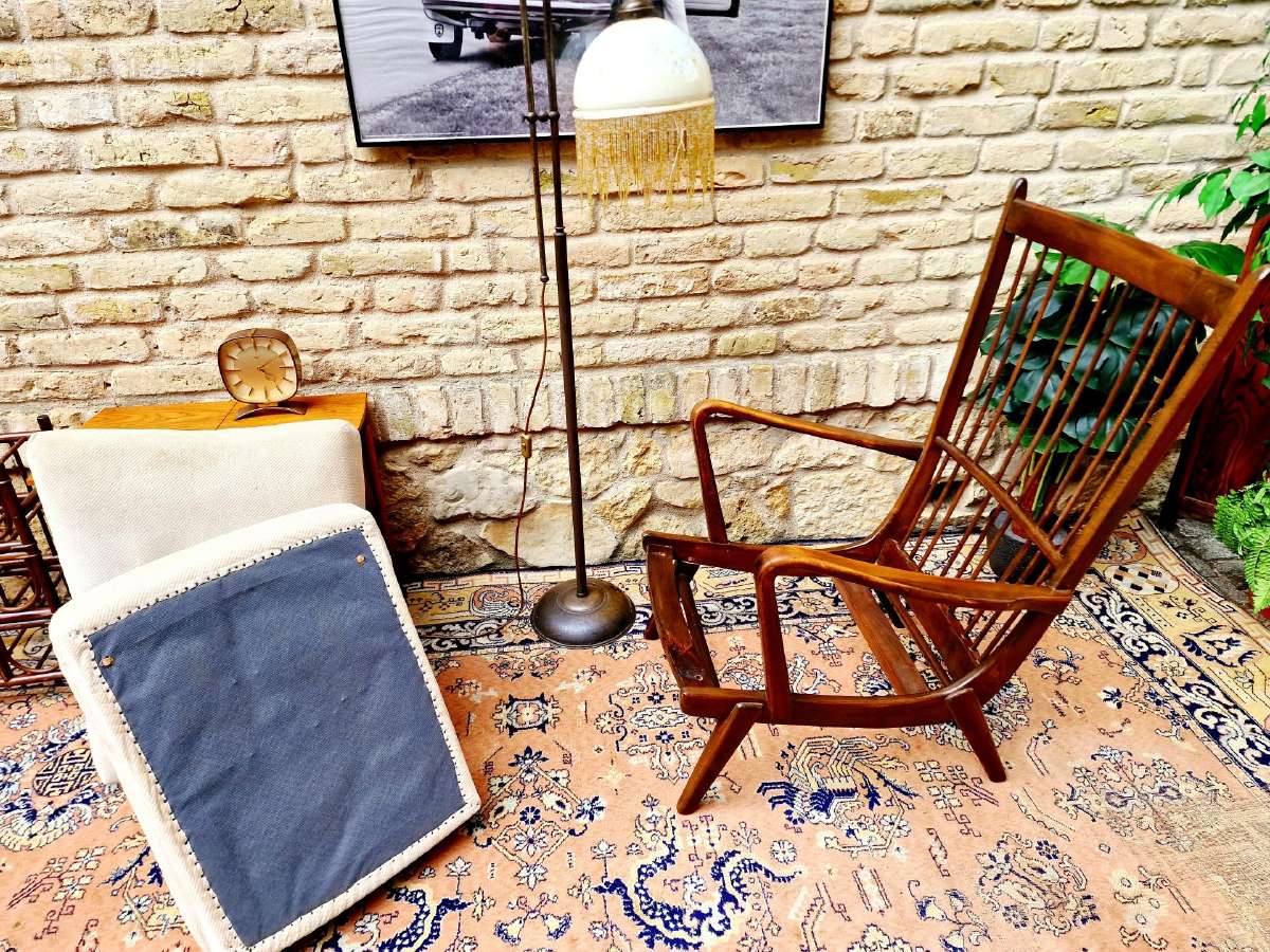 Vintažinis mid century bukmedžio masyvo fotelis - nuotraukos Nr. 23