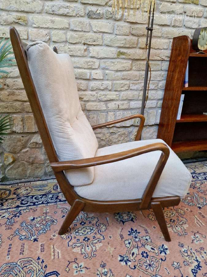 Vintažinis mid century bukmedžio masyvo fotelis - nuotraukos Nr. 13