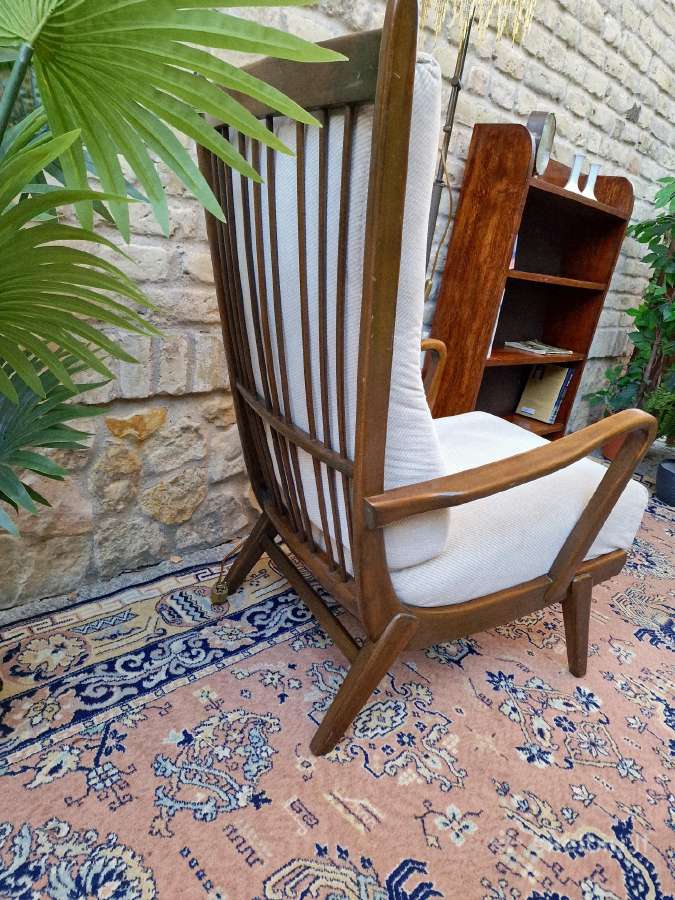 Vintažinis mid century bukmedžio masyvo fotelis - nuotraukos Nr. 33