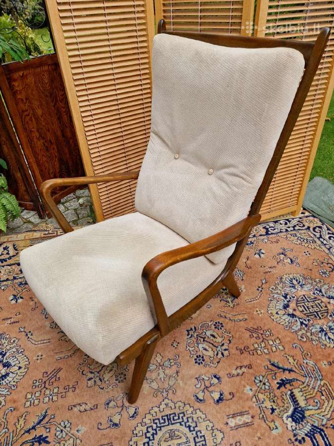Vintažinis mid century bukmedžio masyvo fotelis - nuotraukos Nr. 25