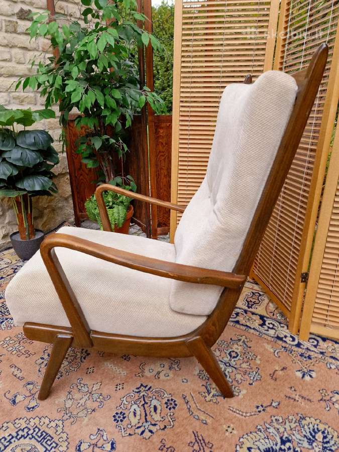 Vintažinis mid century bukmedžio masyvo fotelis - nuotraukos Nr. 27