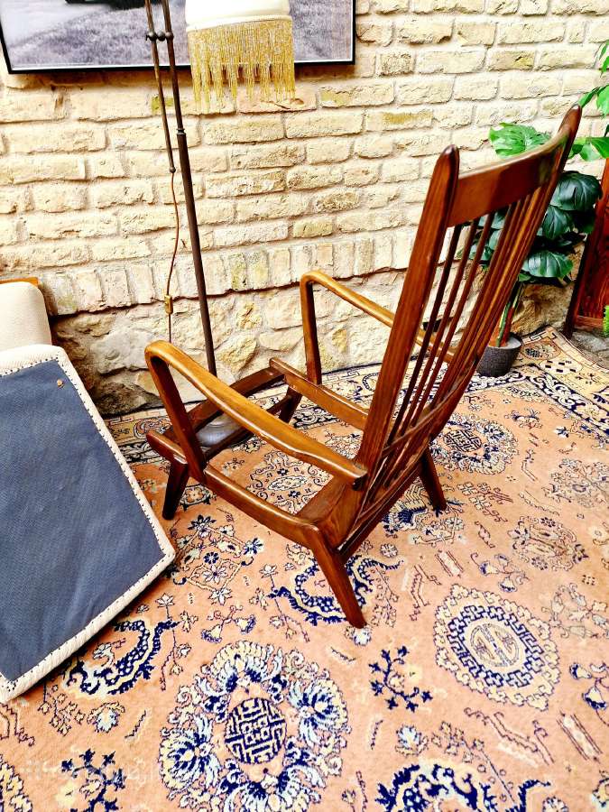 Vintažinis mid century bukmedžio masyvo fotelis - nuotraukos Nr. 36