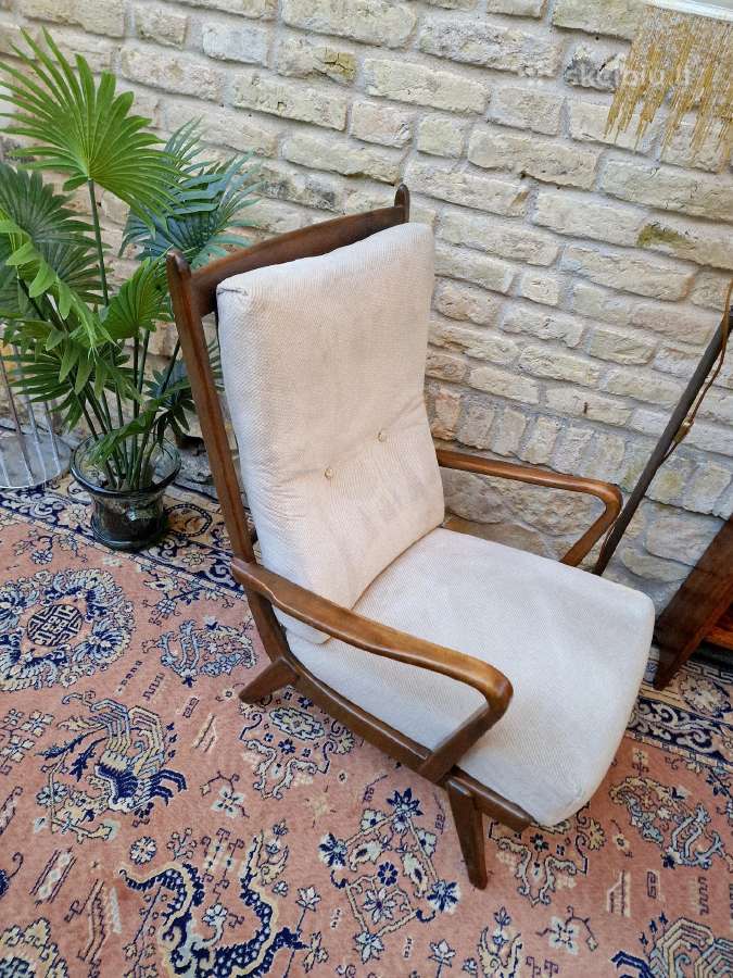 Vintažinis mid century bukmedžio masyvo fotelis - nuotraukos Nr. 35