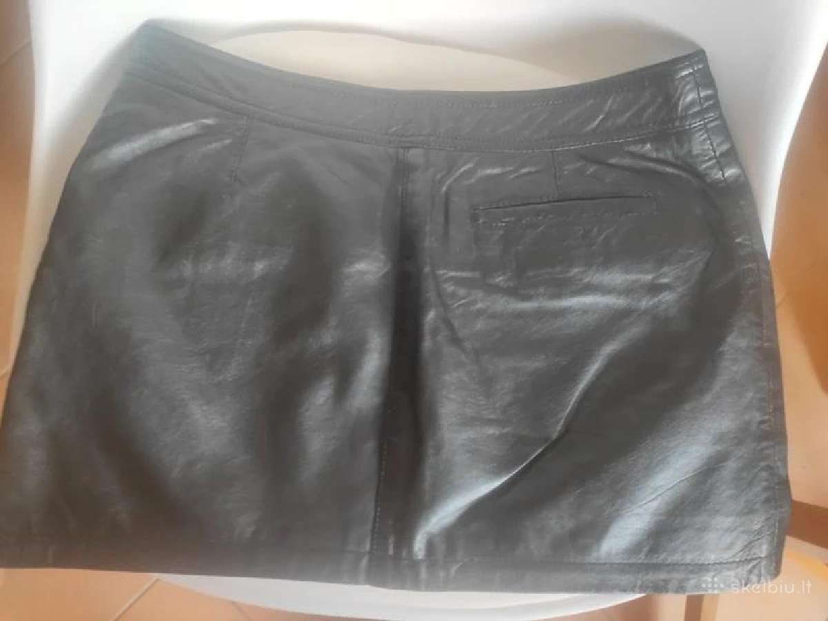 Juodas odinis mini sijonas „Pepe Jeans“ - nuotraukos Nr. 4