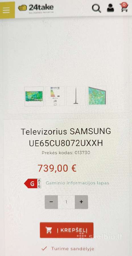 Samsung 65" 165cm Smart 4k 2024m. - nuotraukos Nr. 22