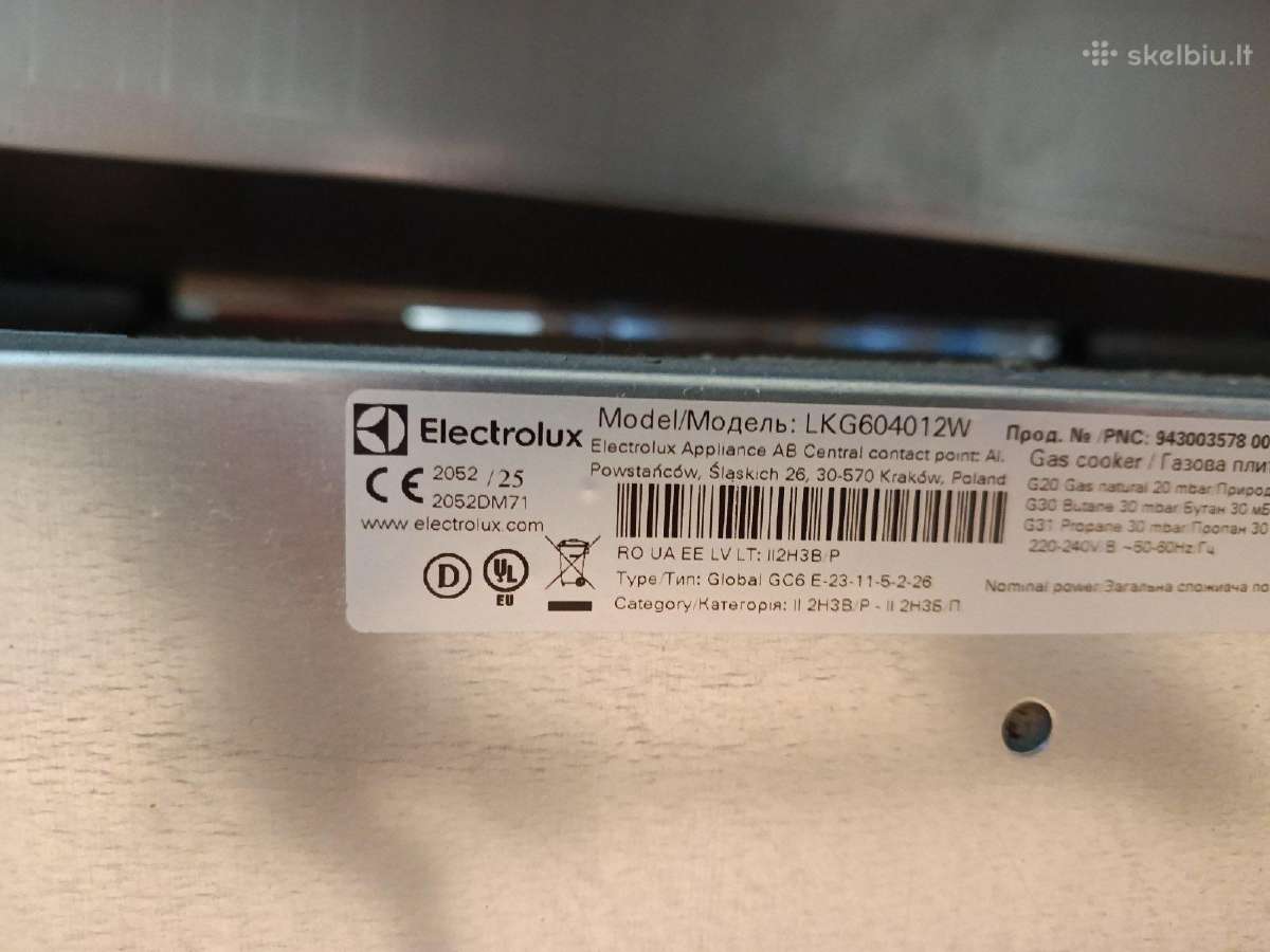 Electroliux dujinė viryklė su dujine orkaite - nuotraukos Nr. 8