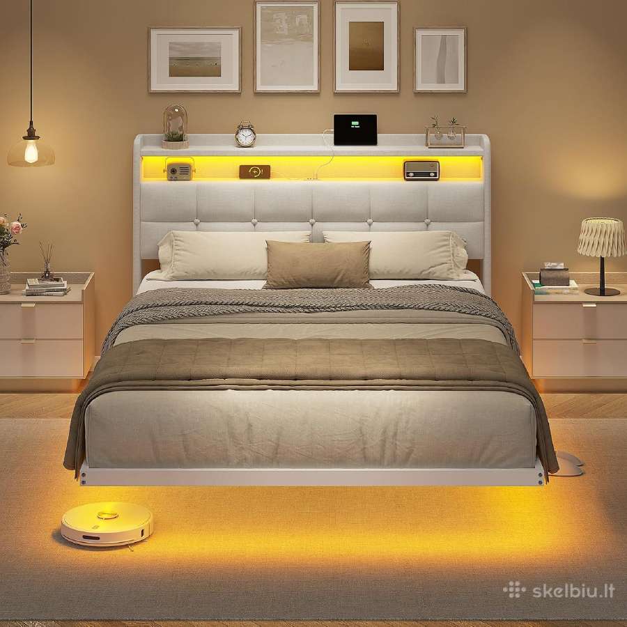 Lova 140x190 cm su LED, Usb/type-c - nuotraukos Nr. 6