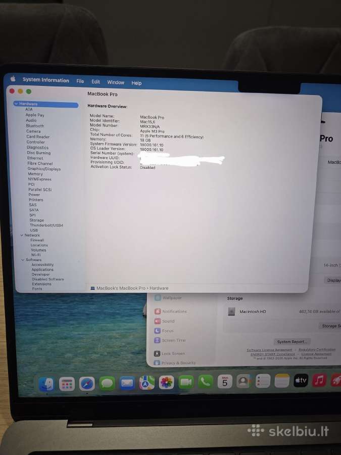 MacBook Pro 14 M3 Pro 18gb 512 GB - nuotraukos Nr. 10