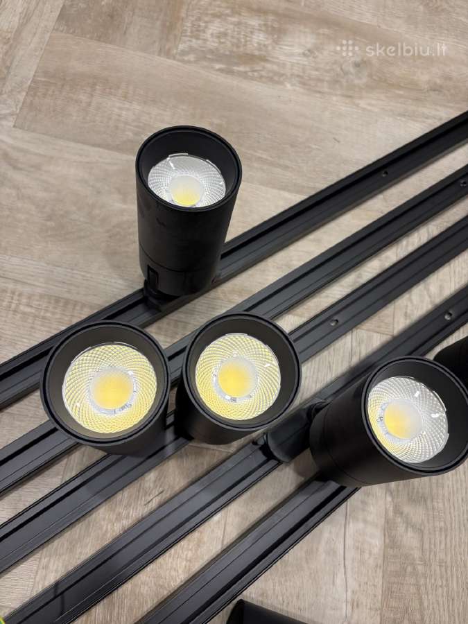 12 LED šviestuvų + 12 metrų bėgelių, juodi - nuotraukos Nr. 3
