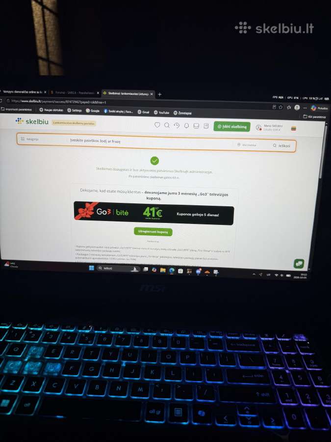 Msi Cyborg B13w 15.6 i5 Rtx5050 - nuotraukos Nr. 2