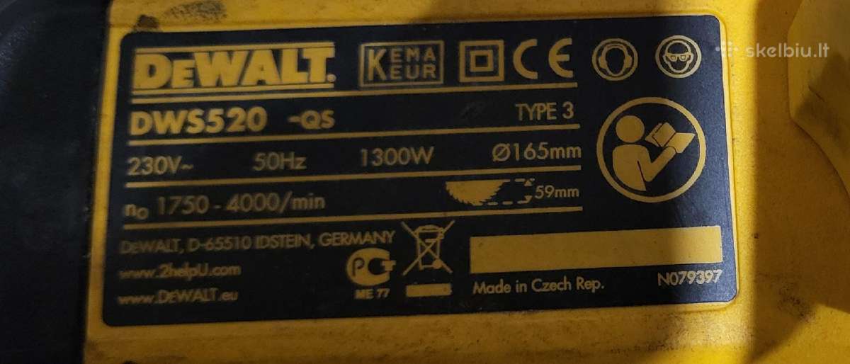 Dewalt elektrinis įleidžiamas pjūklas Dws520 Qs - nuotraukos Nr. 4