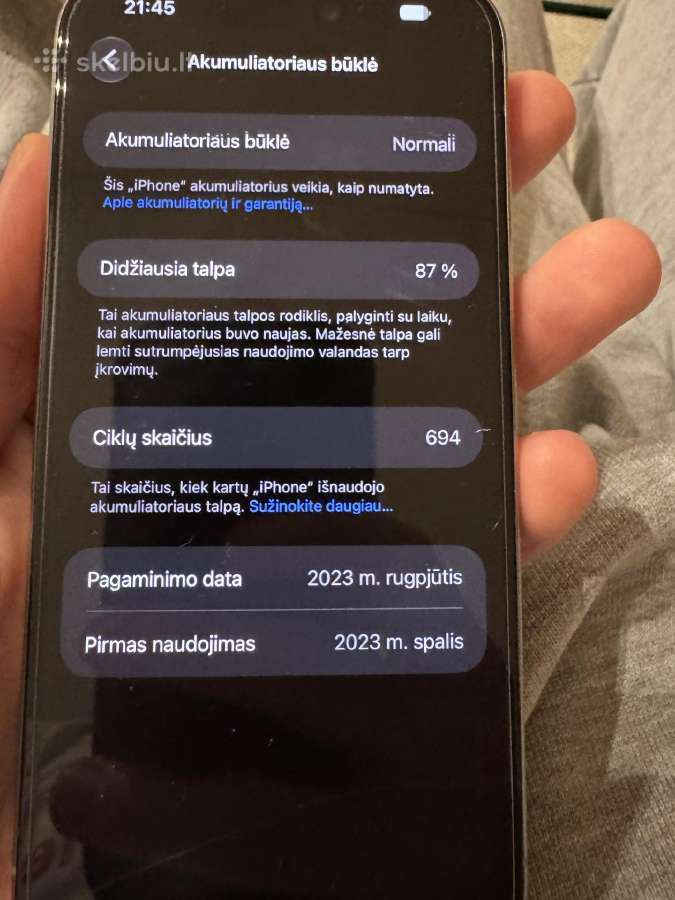 iPhone 15 Pro 128gb esim - nuotraukos Nr. 7