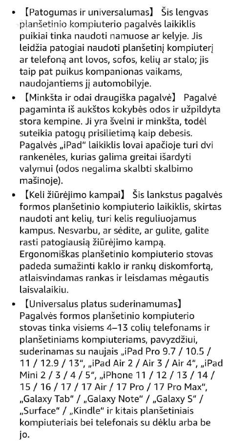 Planšetinio kompjuterio laikiklis(pagalvėlė) - nuotraukos Nr. 5