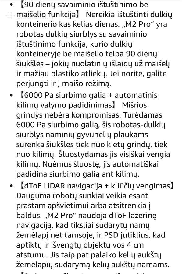 Dulkių siurblys robotas Lefant m2 pro - nuotraukos Nr. 10